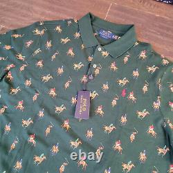 Polo Ralph Lauren Mens Green All Over Pony Race Mesh Knit Polo Shirt XXL/ 2XL