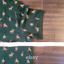 Polo Ralph Lauren Mens Green All Over Pony Race Mesh Knit Polo Shirt XXL/ 2XL