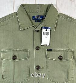 Polo Ralph Lauren Mens Jacket L Green Olive Classic Fit Herringbone Twill Shirt