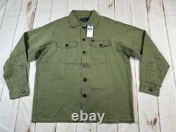 Polo Ralph Lauren Mens Jacket M Green Olive Classic Fit Herringbone Twill Shirt