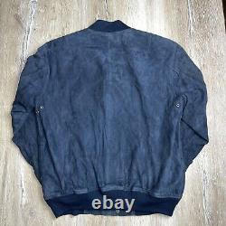 Polo Ralph Lauren Mens Navy Blue 100% Suede Bomber Jacket NWT Size M