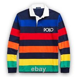 Polo Ralph Lauren Mens Rainbow Striped Rugby Jersey Shirt Size Small Brand New