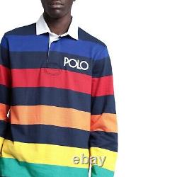 Polo Ralph Lauren Mens Rainbow Striped Rugby Jersey Shirt Size Small Brand New