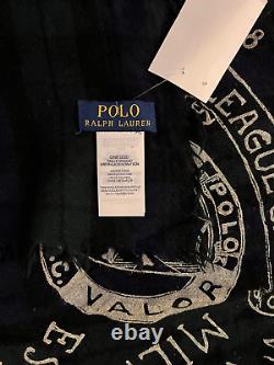 Polo Ralph Lauren Mens Scarf Logo 100% Wool Blue 80'' X 29'' Nwt
