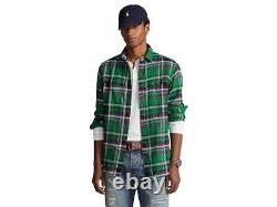 Polo Ralph Lauren Mens Twill Plaid Classic Fit Button Down Shirt Green Small