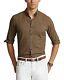 Polo Ralph Lauren Mens Twill Plaid Custom Fit Button Down Shirt Brown 2xl