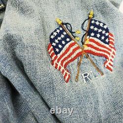 Polo Ralph Lauren Mens Western Patchwork Denim Button Down M Shirt Ltd Edition