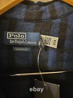 Polo Ralph Lauren Mens XL Plaid Wool-Blend Overshirt Blue Black NWT $298