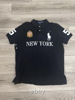 Polo Ralph Lauren Mens XL Vintage New York Big Pony Black 5 Vented Polo Jersey