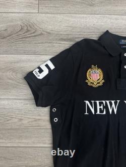 Polo Ralph Lauren Mens XL Vintage New York Big Pony Black 5 Vented Polo Jersey