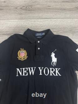 Polo Ralph Lauren Mens XL Vintage New York Big Pony Black 5 Vented Polo Jersey