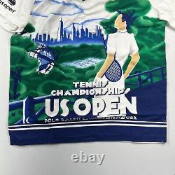 Polo Ralph Lauren Mesh US OPEN Polo Shirt Mens Large White Tennis Graphic $168