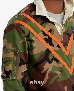 Polo Ralph Lauren Military Army Camo Skull Bone Officer Chevron Rugby Polo Shirt