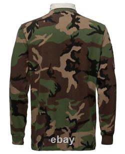 Polo Ralph Lauren Military Army Camo Skull Bone Officer Chevron Rugby Polo Shirt
