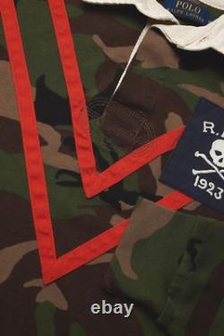 Polo Ralph Lauren Military Army Camo Skull Bone Officer Chevron Rugby Polo Shirt