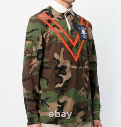 Polo Ralph Lauren Military Army Camo Skull Bone Officer Chevron Rugby Polo Shirt
