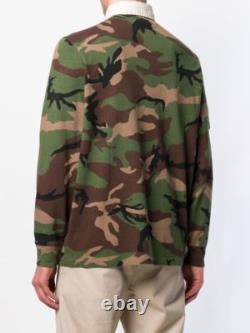 Polo Ralph Lauren Military Army Camo Skull Bone Officer Chevron Rugby Polo Shirt