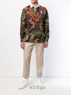 Polo Ralph Lauren Military Army Camo Skull Bone Officer Chevron Rugby Polo Shirt
