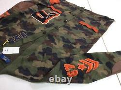Polo Ralph Lauren Military Army Camo Snarling Tigers Letterman Sweater Cardigan