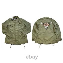 Polo Ralph Lauren Military Army Field Jacket Beaded Steer Head Olive Women's L