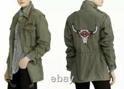Polo Ralph Lauren Military Army Field Jacket Beaded Steer Head Olive Women's L