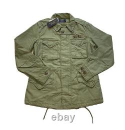 Polo Ralph Lauren Military Army Field Jacket Beaded Steer Head Olive Women's L