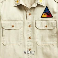 Polo Ralph Lauren Military Army One-Star Officer Chevron Patchwork Camp Shirts S