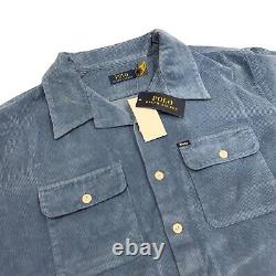 Polo Ralph Lauren NEW Men's 1XB Big Button Front Corduroy Blue Heavy Camp Shirt