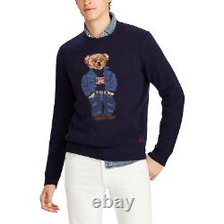 Polo Ralph Lauren Navy 50th Anniversary Denim Flag Bear USA Wool Knit Sweater