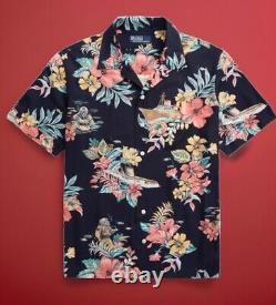 Polo Ralph Lauren Navy TROPICAL FLORAL Classic Fit Short Sleeve Camp Size S