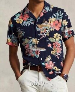 Polo Ralph Lauren Navy TROPICAL FLORAL Classic Fit Short Sleeve Camp Size S