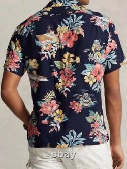 Polo Ralph Lauren Navy TROPICAL FLORAL Classic Fit Short Sleeve Camp Size S