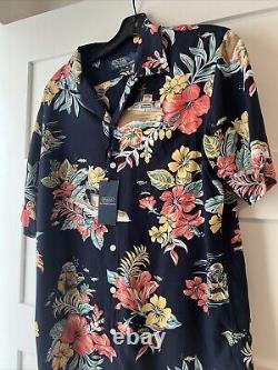 Polo Ralph Lauren Navy TROPICAL FLORAL Classic Fit Short Sleeve Camp Size S