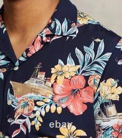 Polo Ralph Lauren Navy TROPICAL FLORAL Classic Fit Short Sleeve Camp Size XL