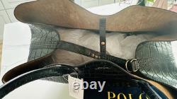 Polo Ralph Lauren New Black Croc embossed Leather Large Tote Bag