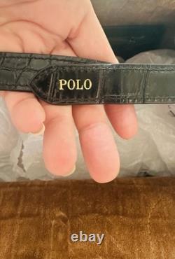 Polo Ralph Lauren New Black Croc embossed Leather Large Tote Bag