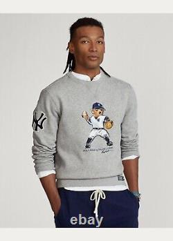 Polo Ralph Lauren New York NY Yankees MLB Fleece Pullover Baseball Bear Sweater
