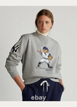 Polo Ralph Lauren New York NY Yankees MLB Fleece Pullover Baseball Bear Sweater