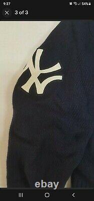 Polo Ralph Lauren New York NY Yankees MLB Leather Wool Cashmere Bear Sweater NEW