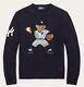 Polo Ralph Lauren New York Ny Yankees Mlb Leather Wool Cashmere Bear Sweater Nwt
