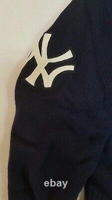 Polo Ralph Lauren New York NY Yankees MLB Leather Wool Cashmere Bear Sweater NWT