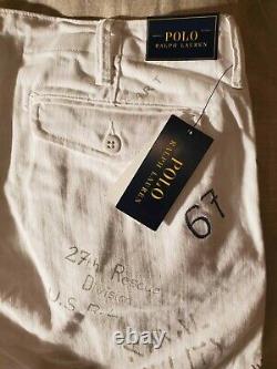 Polo Ralph Lauren Newport G. I. Tapered Fit Graphic Chino Pants White 34x32 $298