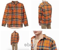 Polo Ralph Lauren ORANGE Flannel Plaid Fleece Lined Overshirt Workshirt