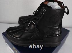 Polo Ralph Lauren Oslo High Men's Boots Oiled Leather / Suede Black Size 12D New