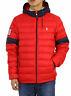Polo Ralph Lauren Packable Down Jacket Coat With Usa Flag On Sleeve Red With Navy