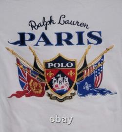 Polo Ralph Lauren Paris Embroidered Polo Shirt Top White Mens Size Medium New