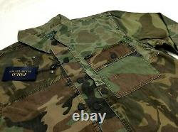 Polo Ralph Lauren Patchwork Military Army Camo Distressed Fatigue Shirt Jacket