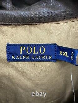 Polo Ralph Lauren Pearl Snap Waxed Shirt Men Size 2XL Brown Long Sleeve NWT