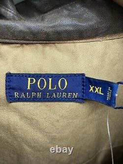 Polo Ralph Lauren Pearl Snap Waxed Shirt Men Size 2XL Brown Long Sleeve NWT