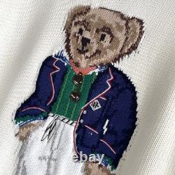 Polo Ralph Lauren Polo BEAR Knit white Sweater Jumper COTTON WOMEN'S size L new